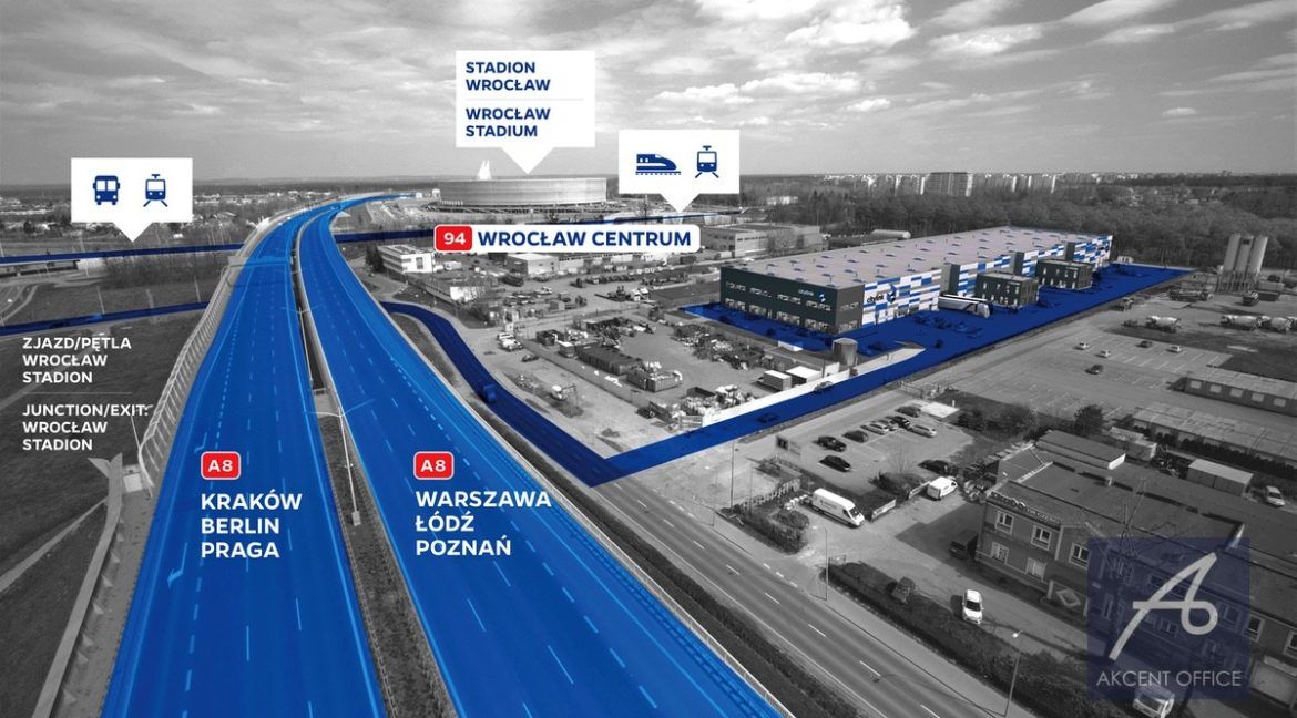 Citylink-Wroclaw-wizualizacja-widok-z-lotu-ptaka-z-autostrady-A8-przystanki-tramwajowe-autobusowe-kolejowe-stadion